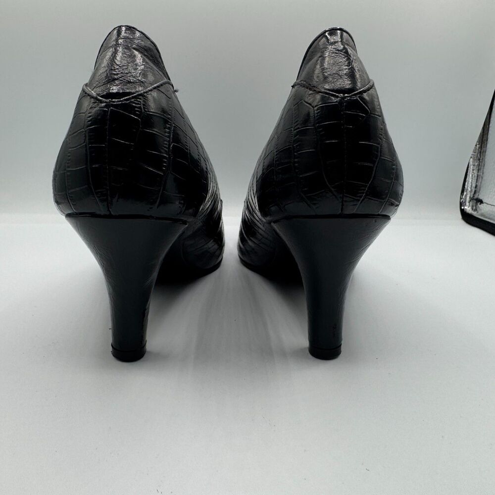 Life Stride Soft System Women's Shoes Sz 9 Black Faux Reptile Pumps 3" Heels - Picture 5 of 12